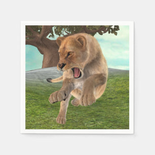 Fierce Lioness Jungle Adventure Art Napkin