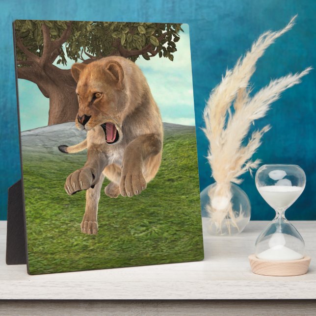 Fierce Lioness Jungle Adventure Art Plaque (Side)