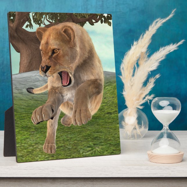 Fierce Lioness Jungle Adventure Art Plaque (Side)