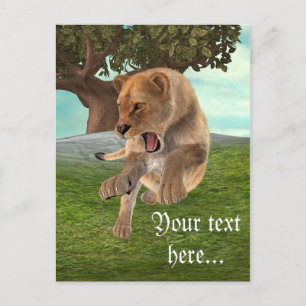 Fierce Lioness Jungle Adventure Art Postcard
