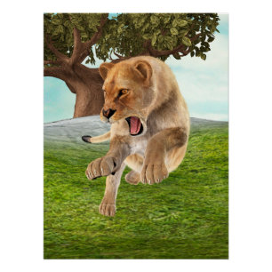 Fierce Lioness Jungle Adventure Art Poster