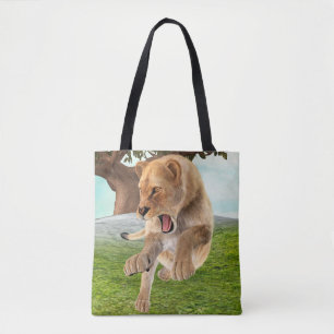 Fierce Lioness Jungle Adventure Art Tote Bag
