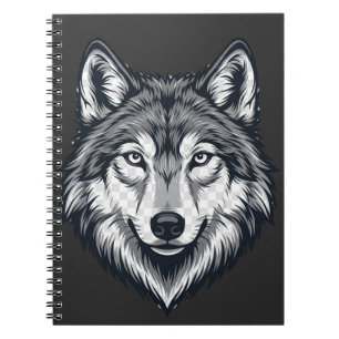 Fierce Lone Wolf Head Graphic Spiral Notebook