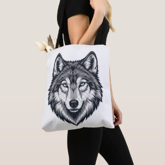 Fierce Lone Wolf Head Graphic T-Shirt Tote Bag