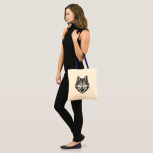Fierce Lone Wolf Head Graphic Tote Bags