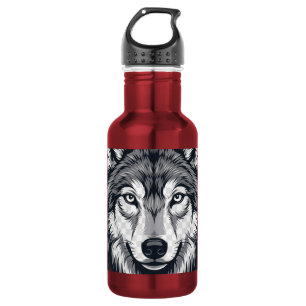 Fierce Lone Wolf Head Graphic Water Bottle
