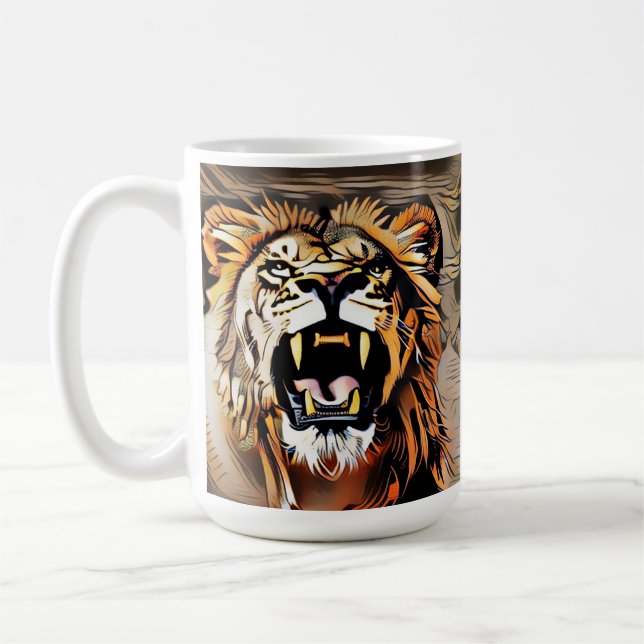 Fierce Majestic Lion - King Of The Beasts Coffee Mug (Left)