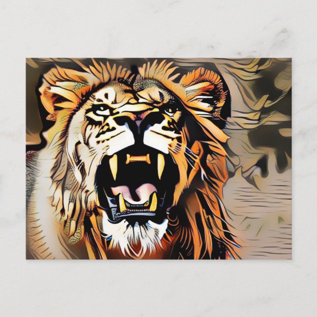 Fierce Majestic Lion - King Of The Beasts Postcard (Front)