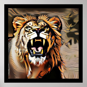 Fierce Majestic Lion - King Of The Beasts Poster