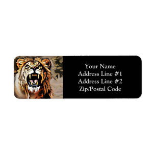Fierce Majestic Lion - King Of The Beasts Return Address Label