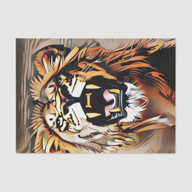 Fierce Majestic Lion - King Of The Beasts Tissue Paper (Front)