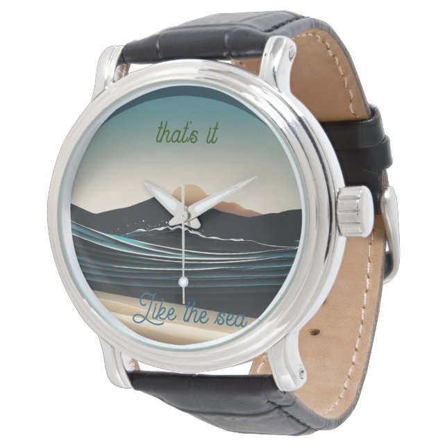 Fierce Minimalist Monta beach Ocean Wave Logo - Watch (Angled)