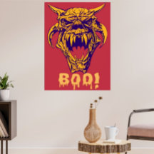Fierce Monster BOO Halloween Scary Design Poster 