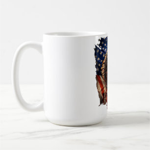 Fierce Monster Tearing American Flag Art Coffee Mug