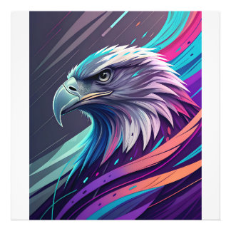 Fierce Neon Eagle — Stylised Head with Geometric  Photo Print