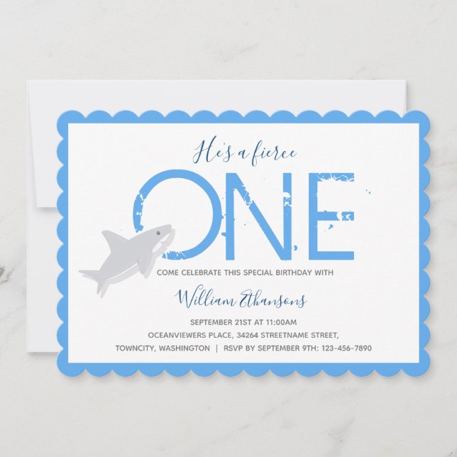 Fierce One Shark Animal First Birthday Invitation (Front)