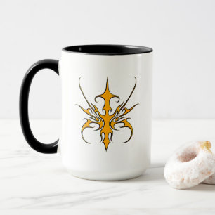 Fierce Orange Tribal Line Art Illustration Mug