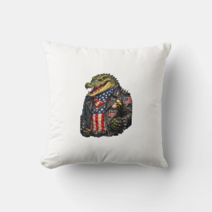 Fierce Patriotic Alligator Biker Leather Jacket St Cushion