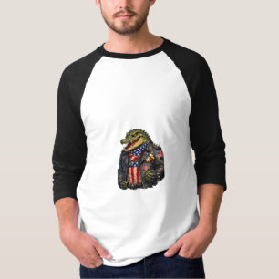 Fierce Patriotic Alligator Biker Leather Jacket St T-Shirt