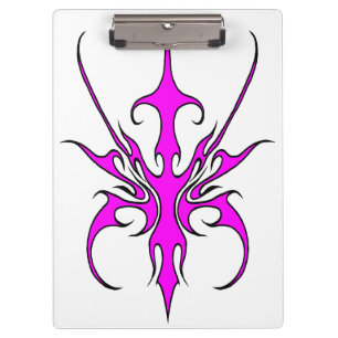 Fierce Pink and Black Tribal Line Art Illustration Clipboard