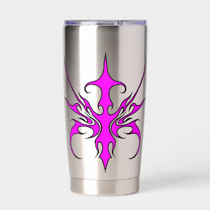Fierce Pink and Black Tribal Line Art Illustration Insulated Tumbler
