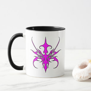 Fierce Pink and Black Tribal Line Art Illustration Mug