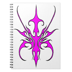 Fierce Pink and Black Tribal Line Art Illustration Notebook