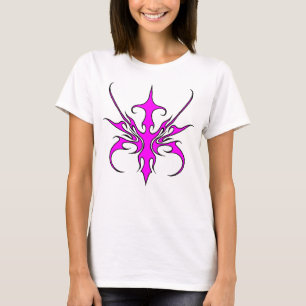 Fierce Pink and Black Tribal Line Art Illustration T-Shirt