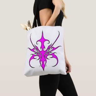 Fierce Pink and Black Tribal Line Art Illustration Tote Bag