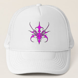 Fierce Pink and Black Tribal Line Art Illustration Trucker Hat