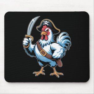 Fierce Pirate Chicken With Sword And Captain Hat Mouse Pad