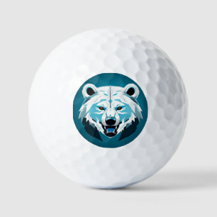 Fierce Polar Bear Geometric Illustration Golf Balls