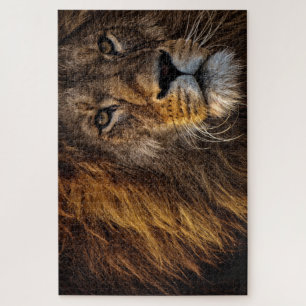 Fierce Proud Lion Predator Dangerous Mane Big Cat Jigsaw Puzzle
