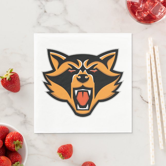 Fierce Raccoon Mascot Bold Wild Animal Graphic  Napkin (Creator Uploaded)