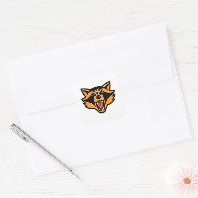 Fierce Raccoon Mascot Bold Wild Animal Graphic  Square Sticker (Creator Uploaded)