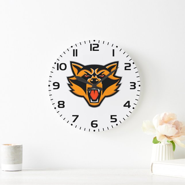 Fierce Racoon Mascot Bold Wild Animal Graphic  Large Clock (Creator Uploaded)
