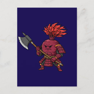 Fierce Red Beetroot Warrior with Battle Axe Illust Postcard