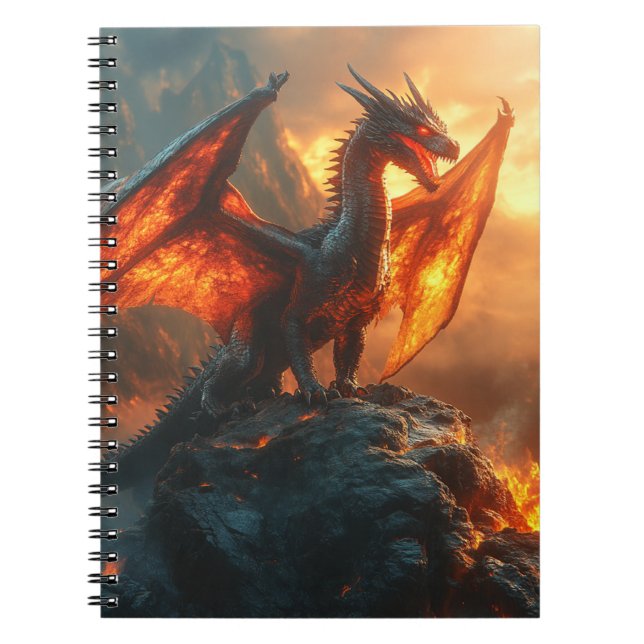 Fierce Red Fiery Angry Dragon  Notebook (Front)