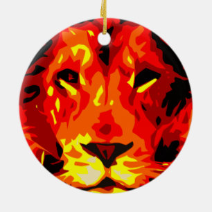 Fierce Red Lion Ceramic Tree Decoration