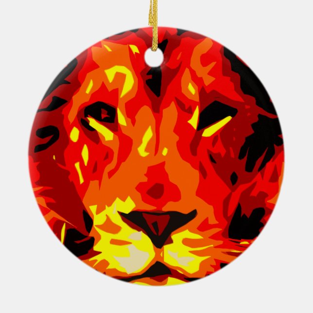Fierce Red Lion Ceramic Tree Decoration (Back)