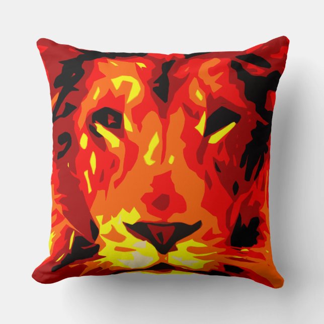 Fierce Red Lion Cushion (Front)