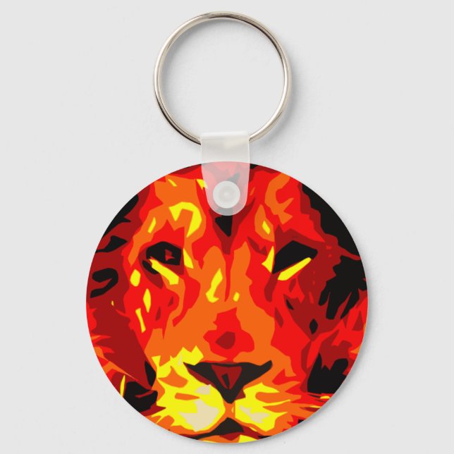 Fierce Red Lion Key Ring (Front)
