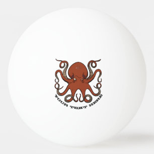 Fierce Red Octopus Tentacles Cartoon With Text Ping Pong Ball