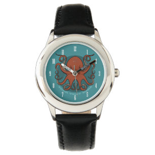 Fierce Red Octopus Tentacles Cartoon With Text Watch