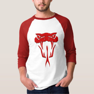 Fierce Red Serpent Face 3/4 Sleeve Raglan T-Shirt