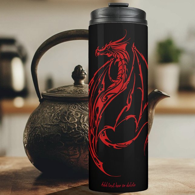 Fierce Red Tribal Dragon Silhouette Fantasy Thermal Tumbler (Creator Uploaded)
