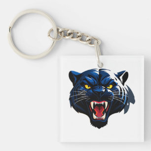 Fierce Roaring Panther Mascot Key Ring