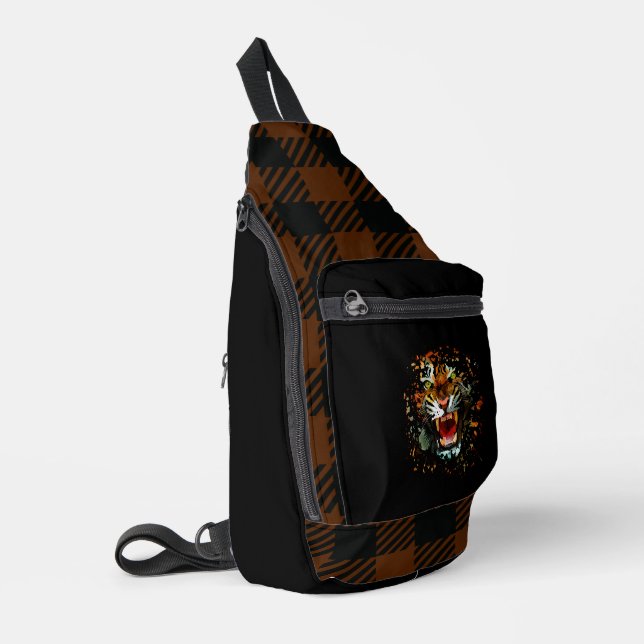Fierce Roaring Tiger Artwork | Bold Jungle Sling Bag (Left Corner)