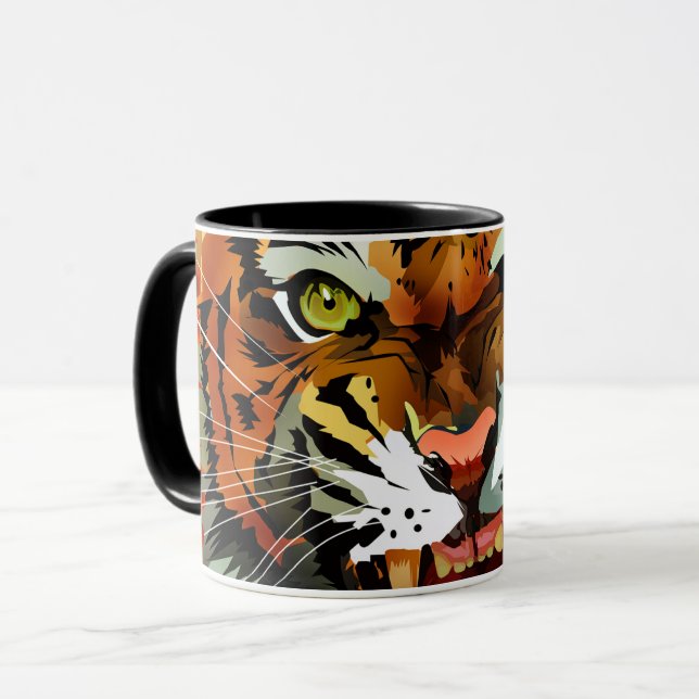 Fierce Roaring Tiger Ceramic Mug Bold Wildlife (Front Left)
