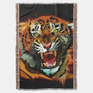Fierce Roaring Tiger Cosy Throw Blanket Bold